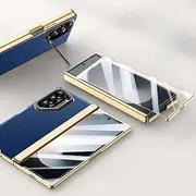 Case for Samsung Galaxy Z Fold6, Built-in Screen Protector, Camera and Hinge Protection, Creative Stand, Leather Drop-Proof Phone Case (for Galaxy Z Fold6,Blue)