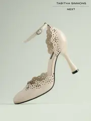Bone Tabitha Simmons x Next Orton Leather Round Toe Laser Cut Detail Heels (AR0670) | $216