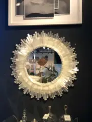 Selenite Crystal Wall Hanging Mirror Luxurious Sun Burst Handmade Art Home Decor