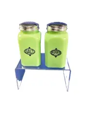 Large, Retro Range Jadeite Green Glass Salt & Pepper Set, 4.75" x 2 3/8"