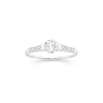 Silver Cz Solitaire On Cz Band Size=r in Clear