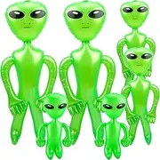 6 Pack 67 Inch 35 Inch 18 Inch Inflatable Alien Jumbo Alien Inflate Giant Blow Up Alien Toy for Photo Prep Halloween Alien Theme Party (Green)