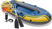 Intex Challenger 3 Inflatable Boat Set 3 Person Oars Pump Triple Air Chambers