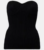 [Jean Paul Gaultier] Jean Paul Gaultier Ribbed-knit wool-blend corset AU 14 black
