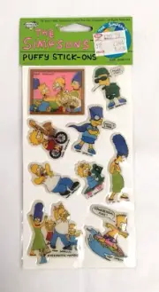 Vtg 1990 The Simpsons Puffy Stickers Sheet Bart Cowabunga Man Mambo Dude