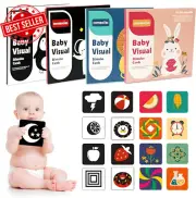 4 Sets 128 Page Baby Visual Stimulation Cards,High Contrast Infant Flashcards fo