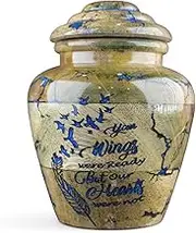 Wooden Cremation Urns for Human Ashes Adult, Urn for Ashes for Pets Ashes Urn for Dog, Decorative Urns - Burial and Funeral Urn (Angle Wings, Small - 20 lbs)