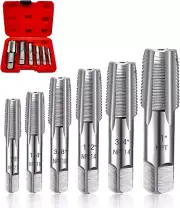 6-Piece NPT Pipe Tap Set, 1In, 3/4In, 1/2In, 3/8In, 1/4In, 1/8In