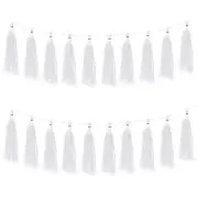 20-Pack Tassel Garland Banner with Rope Tissue Paper for Anniversary White