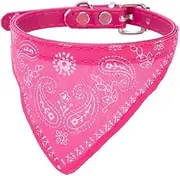 Choker Adjustable Pet Puppy Cat Scarf Bandana Collar Neck Scarf for Small Dogs Kitten Saliva Towel PU Collar with Triangular Bandage Pet Accessories (Color : Rose red, Size : L)