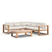 Santorini Package A Outdoor Aluminium Corner Modular Lounge In Teak Look Finish