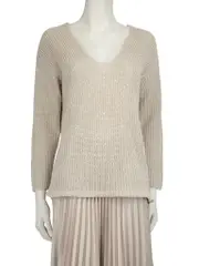 Ecru Sequinned V-Neck Jumper
