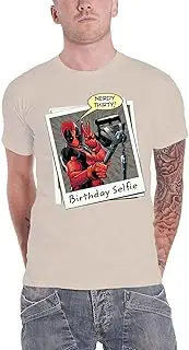 [DC Comics] Deadpool T Shirt Birthday Selfie Official Marvel Comics Mens Ecru