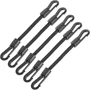 BESTonZON 5Pcs Bungee Cord with Carabiner Hook, Elastic String Hook Short Bungee Cord Multi-use Buckle Strap Daily Use Strap Carabiner Rubber Rope with Hook