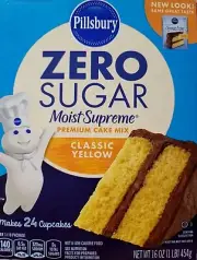 PILLSBURY ZERO SUGAR MOIST SUPREME CLASSIC YELLOW CAKE MIX. 16oz