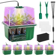 Self-Watering Seed Starter Tray Kit with Grow Light 6-Pack Indoor Greenhouse