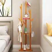 Natural Bamboo Clothes Hanger Stand Multi-functional Clothes Rack Coat Rack