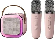 Cileznw Small Karaoke Machine for Kids - Home Wireless Speaker National K Song Children Ktv Set,Portable Wireless Karaoke Speaker with 2 Wireless Microphones for Birthday Parties, Home, Outdoor