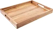 Acacia Wood Serving Tray with Handles (17 Inches) – Decorative Serving Trays Pla