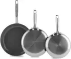 GreenPan 8" 9.5" and 11" Frying Pan Skillet Set, Silver
