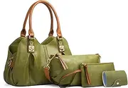 [Kingto] 4pcs Purses Retro Tote Handbags for Women Stylish Shoulder Bags Soft Top Handle Satchel Set