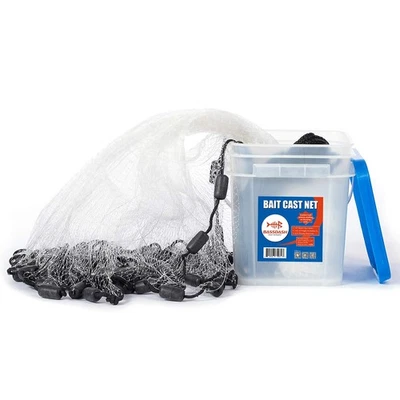 American Saltwater Fishing Cast Net 3/8 1/4-Inch Mesh 4ft 6ft 8ft Radius, 1-P...