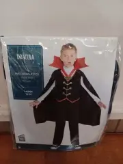 Kids Large Size 12 - 14 Dracula Vampire Cape And Vest Halloween Costume NEW