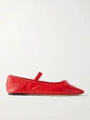 [Loeffler Randall] Loeffler Randall - Leonie Bow-embellished Leather Flats - Red - US9 US 9 Red