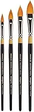 KINGART B-100 Original Gold 9930 Series Oval Floral Petal 4PC. Premium Artist Brush Set, Golden Taklon Synthetic Hair, Acrylic, Oil, Watercolor & Gouache Paint, Short Handle, Sizes: 2, 6, 8, 10