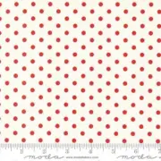 Moda Fabric - Sweet Melodies Ivory/Red Polka Dots - Sold by 1/2 Yard Increments,
