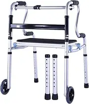Folding Walker with Front Wheels - Lightweight Rollator Walker - Stand-Up Aid, Adjustable Height, Portable, Aluminum Alloy, Supports up to 350 lb