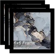 6x6 Frame Set of 3, Black Picture Frame for 6 x 6 Square Picture Poster Photo, Light Weight and High Transparent 6 by 6 Frame for Wall - 3 Pack/Black/6"x6"
