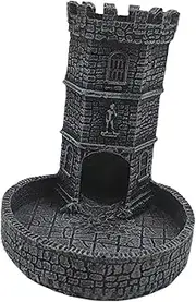 JWQFBC Tabletop Roleplaying Game Dice Tower with Wall Carving Feature, Black Grey