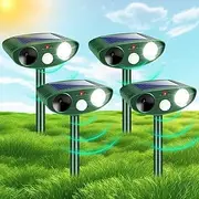 2025 Upgraded Solar Animal Repellent Ultrasonic Animal Repeller Outdoor Deer Repellent with Motion Detection Cat Deterrent Rabbit Raccoon Dog Squirrel Coyote Skunk Repellent for Yard Garden (4)