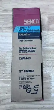 Senco DA25EAB Angled 2-1/2" 8D Finish Nails .069 Dia Galvanized 3000 Ct Box Wear