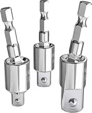 3 Pieces 360° Rotatable Universal Joint Swivel Socket for Car Repair Repairs Silver