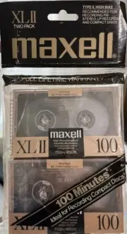 Maxell XLII 100 HIGH BIAS TYPE II CASSETTE TAPES - 2 Pack New Old Stock