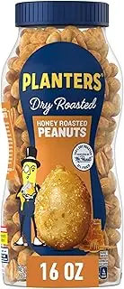 PLANTERS Honey Roasted Peanuts, 16 oz. Resealable Jar | Flavored Peanuts with a Sweet Honey Coating & Sea Salt | Wholesome Snacking | Kosher