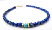blue lapis turquoise 14k yellow gold bracelet natural gemstone beads bangle men