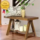 Farmhouse Wood Bench, Rustic Indoor Storage Bench for Entryway, Living Room