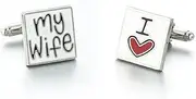 [Longcreek] Cufflinks for Men Letter Cufflinks I Love My Wife Square Cufflinks Letter Tuxedo Cufflinks Shirt I Love You Vintage Punk Rock, NO, No, No