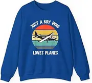 [X.Style] Just A Boy Who Loves Airplanes Boys 5T 4T 3T ds004 Sweater Royal M