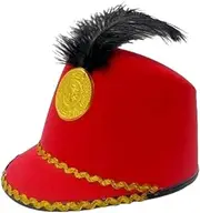 kowaku American Marching Band Hat Band Major Hat Drum Major Hat with Feather for Party Christmas, red