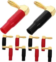 HOMOCONO Speaker Cable Connectors 10pcs Assorted Gold Plated 90 Degree Angle Secure Dual Screw Lock for Speakers Audio Devices