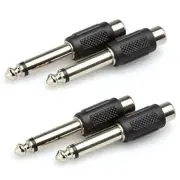 4x PC RCA Female to 1/4" (6.35mm) Mono Plug Audio Jack Connector Adaptor Adapter