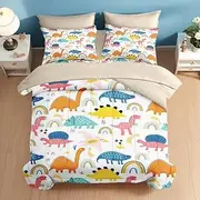 Pamnest Comforter Set Twin Size, Wildlife Cartoon Dinosaur 5 Pcs Bedding for Kids and Adults, Nursery Rainbow Baby Dino Bed Sheet Sets with Fitted Sheet Pillowcase & Sham for Bedroom Bed Decor
