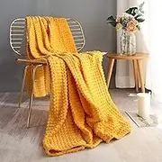 BRMM MIA Blanket Throw Blanket Bed Blanket Blanket for Couch, Bed, Sofa. Super Soft Lightweight Blanket with Strip,Cozy, Warm and Breathable (Yellow, 152x203cm)