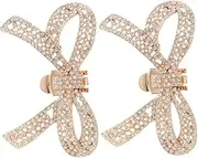 [FRCOLOR] 1Pair Rhinestone Bow Shoe Clips Detachable Crystal Buckles for Heels Pumps Flats Elegant Shoe Accessories for Weddings Parties Special Occasions Gold Decorative Clips