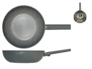 H&h Wok A Handle Non-Stick Borghese CMS 28, Black