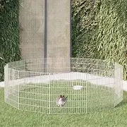Dog Exercise Pen & Playpen, 12 Panel Pet Dog Playpen Rabbit Play Pen Puppy Exercise Enclosure Crate Pets Barrier Portable Outdoor Indoor Dog Kennel, 54x60 cm Galvanised Iron